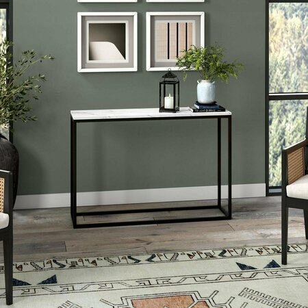 HUDSON & CANAL 44 in. Dalbec Rectangular Console Table, Blackened Bronze & Faux Marble AT1665